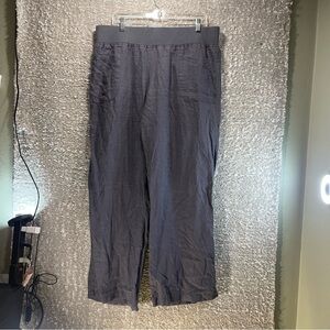 Allen Allen Pants Womens XL Gray Linen Pull On Wide Leg Casual Lounge Comfort